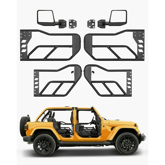 VEVOR Jeep Tube Doors, 4-Door, Adventure Style Jeep Tubular Door with DOT Certified Rear View Mirrors, Jeep Doors with Rear Mirrors for 2018-2024 Jeep Wrangler JL & 2020-2024 Jeep Gladiator JT