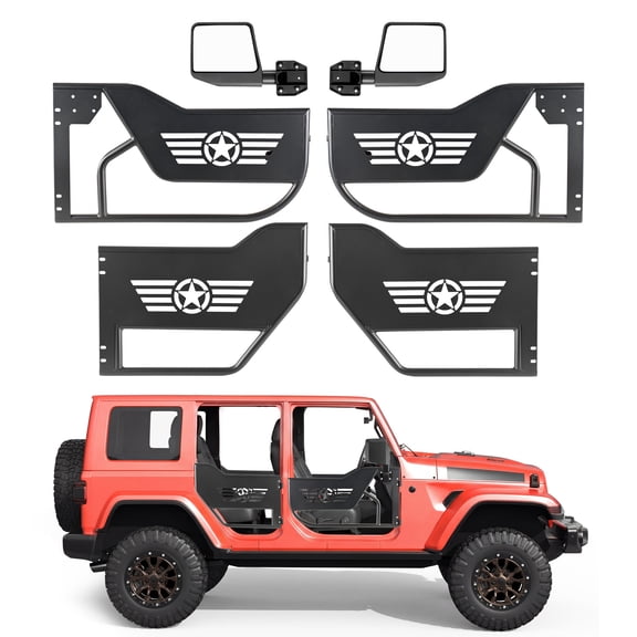 VEVOR Jeep Tube Doors, 4-Door, Compatible with 2018-2026 Jeep Wrangler JL JLU & Gladiator JT 4XE, Steel Off Road Front & Rear Tubular Half Doors with DOT Certified Side View Mirrors and Storage Bag