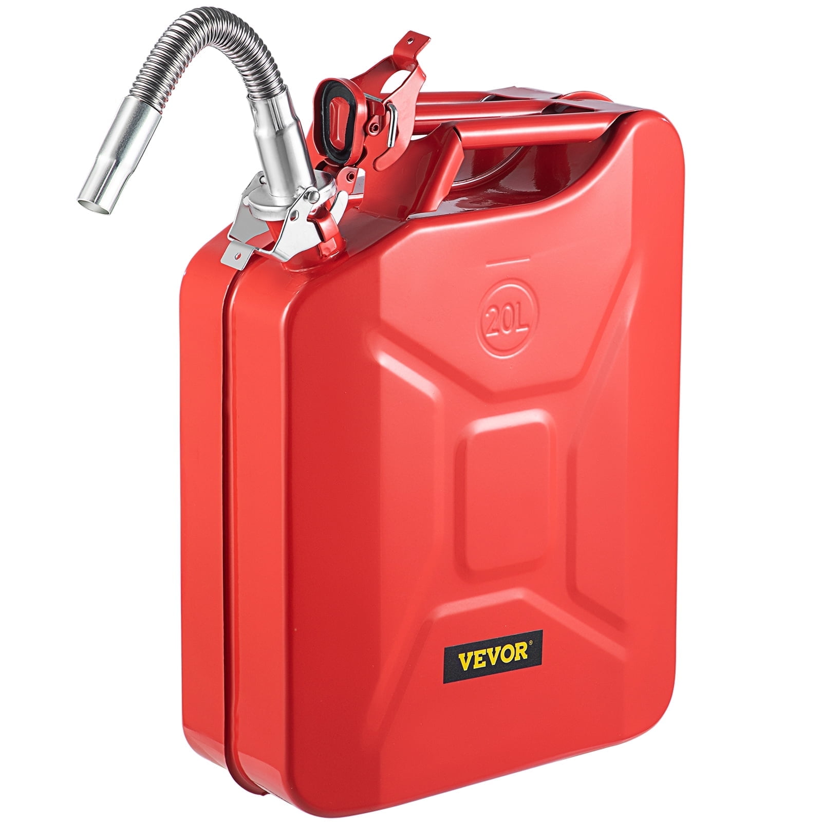 VEVOR Jerry Fuel Can, 5.3 Gallon / 20 L Portable Jerry Gas Can with Flexible Spout System, Rustproof ＆ Heat-Resistant Steel Fuel Tank for Cars Trucks Equipment, Red