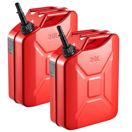 VEVOR 2X20LRED Jerry Fuel Can 5.3 Gallon / 20L, Portable, Flexible Spout System, Rustproof Heat-Resistant Steel For , 2