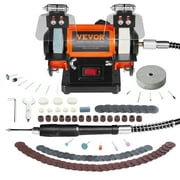 VEVOR Jewelry Polisher, Bench Grinder Polishing & Buffing Machine, 3590RPM Bench Lathe Polisher with 1 Wool Wheel & 1 Abrasive Fiber Wheel & 1 Grinding Wheel & 100pcs Tools