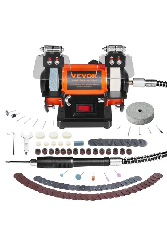 Jewelry Polisher, Bench Grinder Polishing & Buffing Machine, 3590RPM Bench Lathe Polisher with 1 Wool Wheel & 1 Abrasive Fiber Wheel & 1 Grinding Wheel & 100pcs Tools