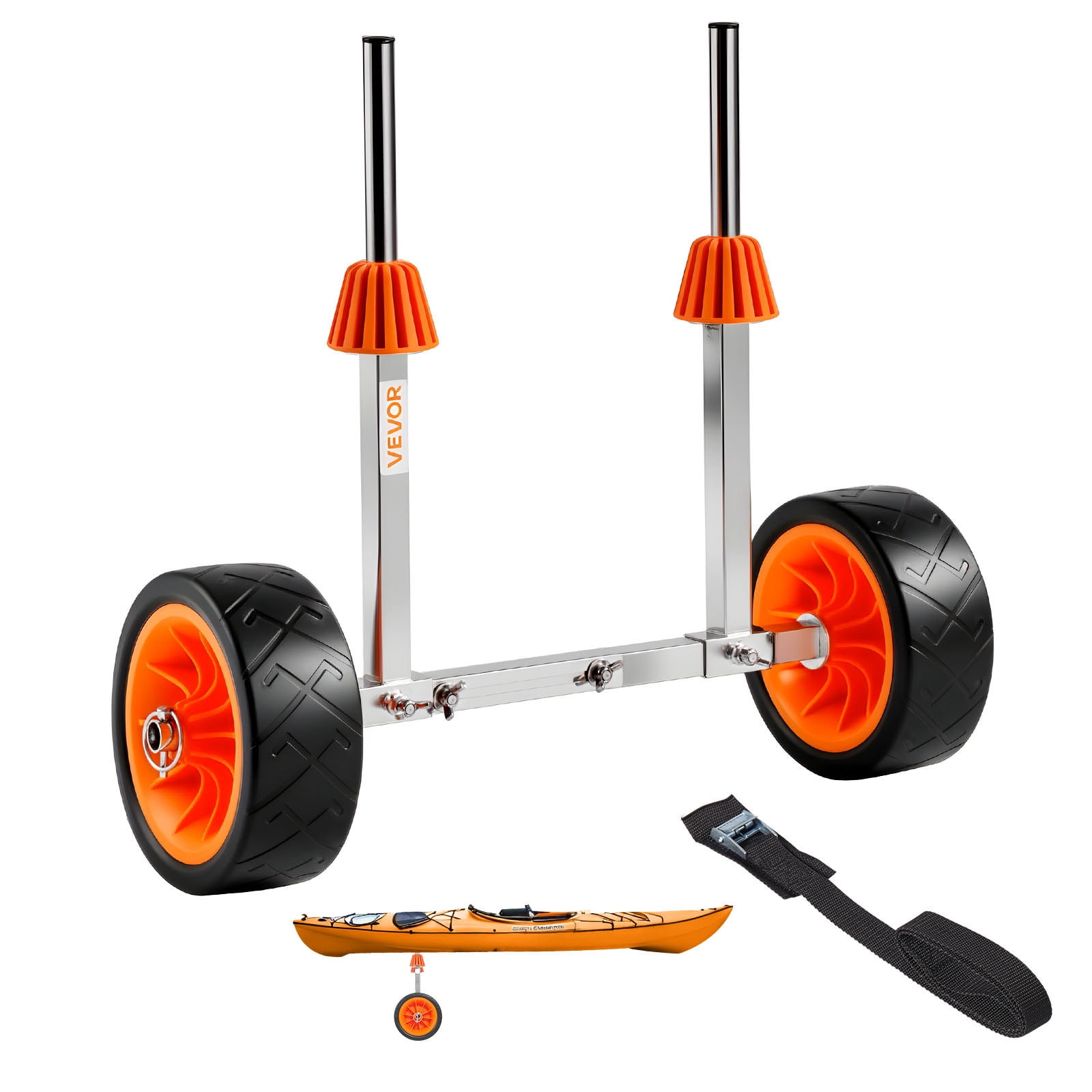 VEVOR Kayak Cart, 250 lbs Load Capacity, Canoe Cart Dolly with 7.5-inch Solid Rubber Tires & Kickstand, Assembles & Disassembles Within Seconds, Paddle Board Trolley for Kayaks, Canoes, Paddleboards