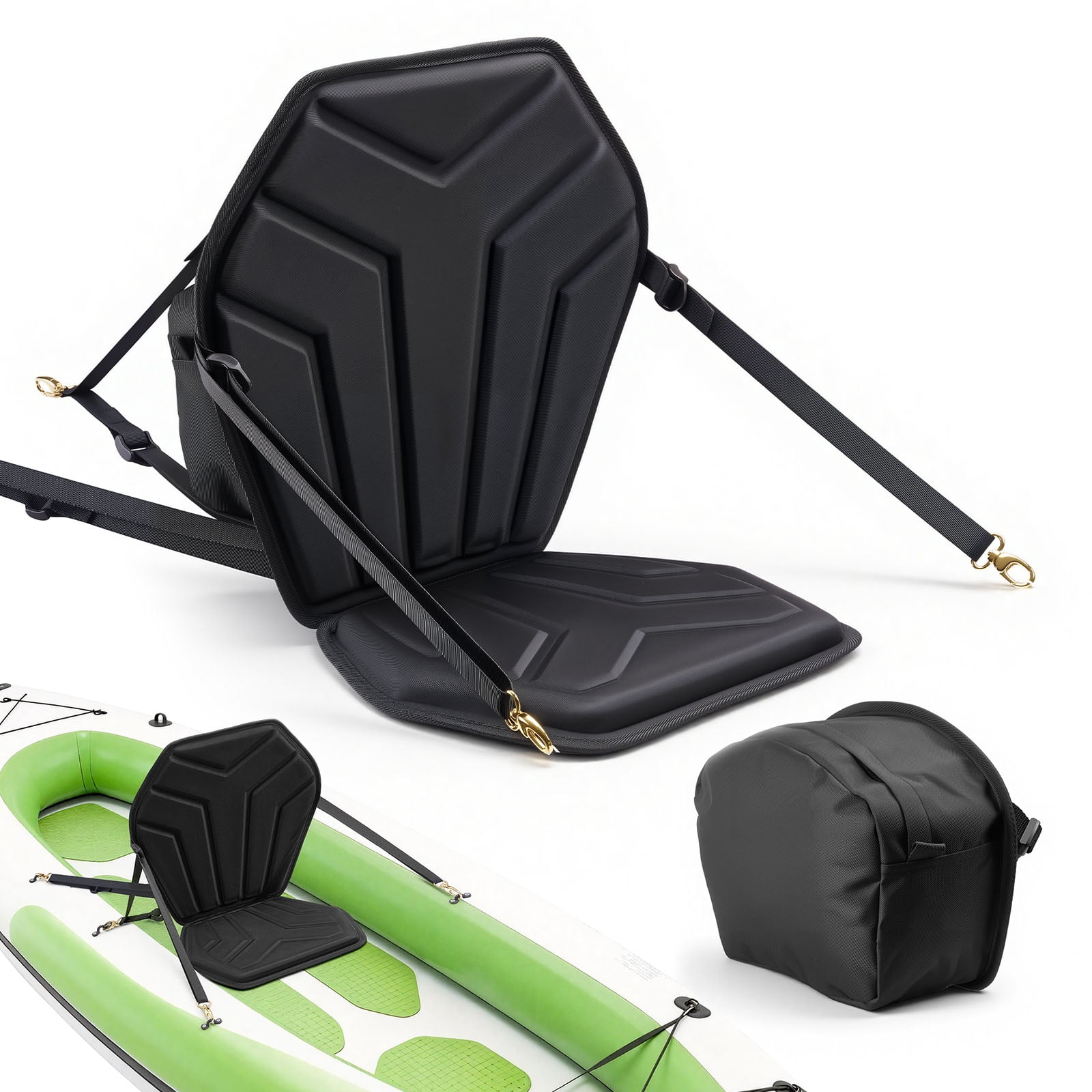VEVOR Kayak Seat, 1 Pack 1" Thick, Universal Paddle Board Seat with Back Support, Hexagonal Sit-on-Top Soft Padded Cushion with Storage Bag & Adjustable Straps for SUP, Fishing Boat, Inflatable Kayak