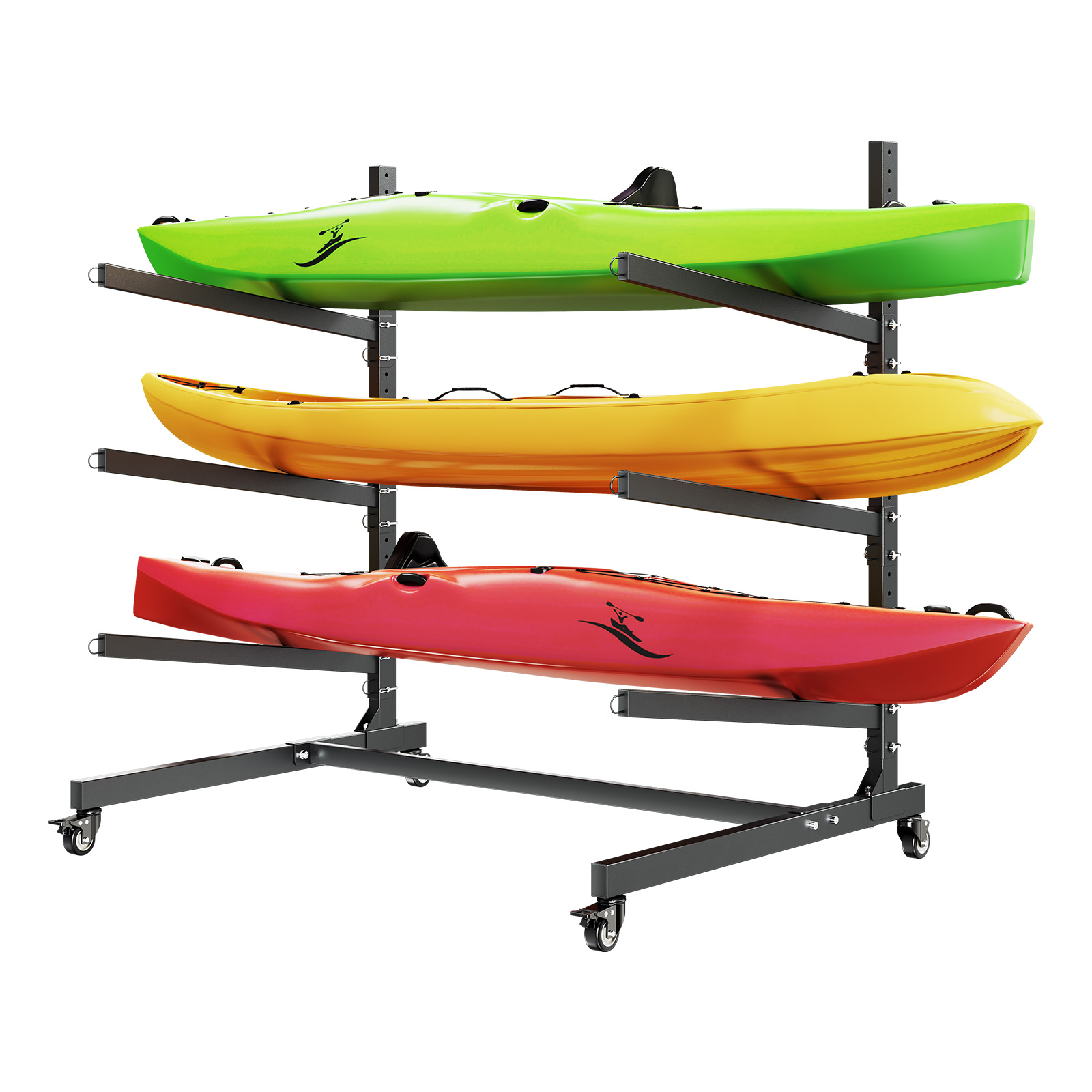 Kayak Rack Large VEVOR Kayak Storage Rack for 3 Kayaks, Holds 200 lbs, Heavy Duty ...