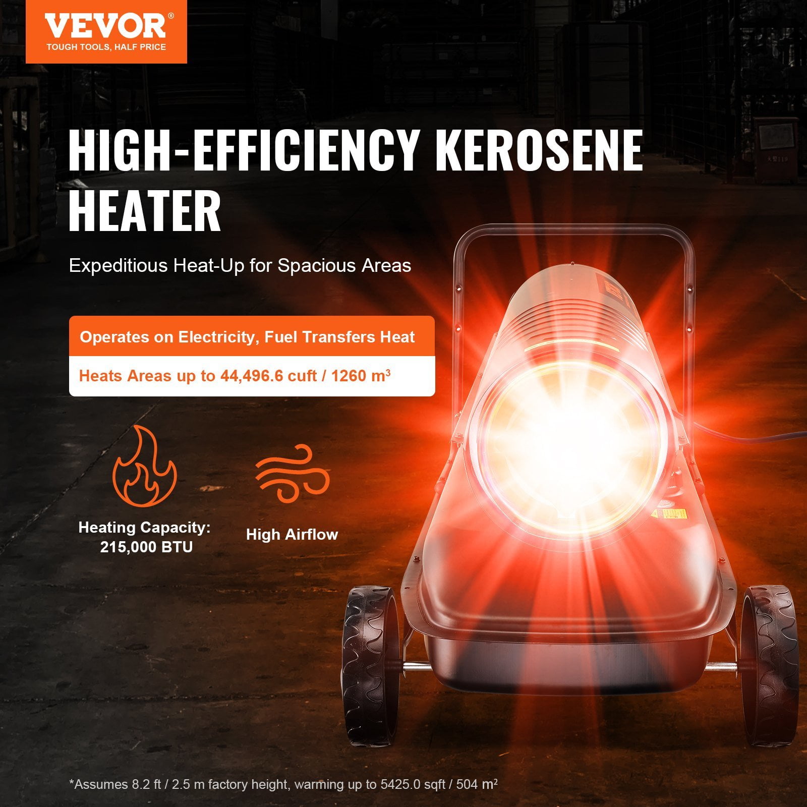 VEVOR Kerosene Forced Air Heater, Portable Torpedo Diesel Space Heater