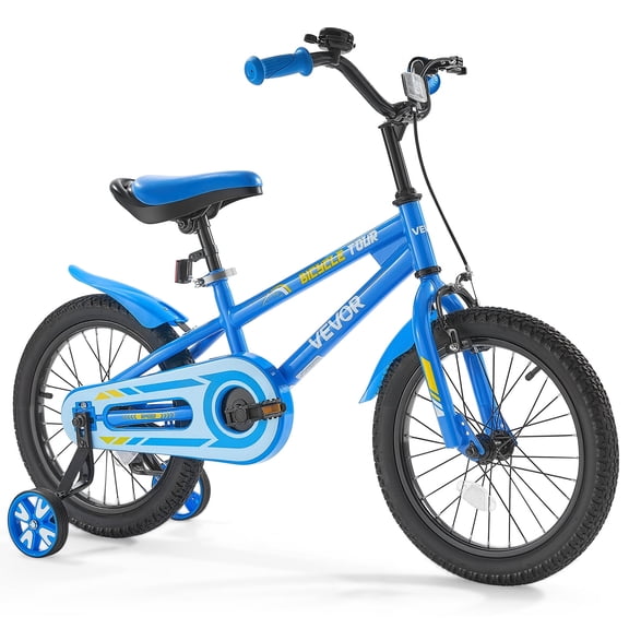 VEVOR Kids Bike, 16 Inches BMX Style Children Bicycle, Rider Height 3.28 ft - 4.27 ft, Training Wheels Included, Sturdy and Easy to Assemble, Toddler Bike for Boys & Girls Learning to Ride, Blue