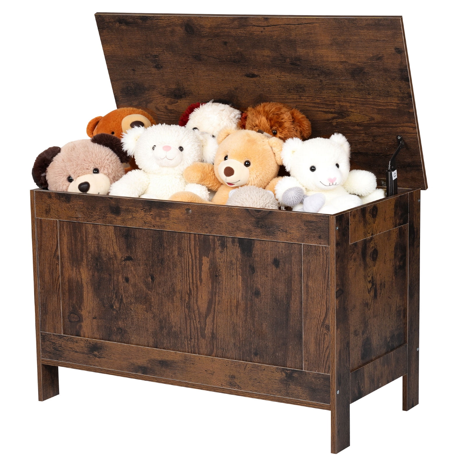VEVOR Kids Storage Bench, Wooden Toy Box Chest, Large Storage Cabinet with Safety Hinge, Toddlers Retro Storage Bench for Playroom, Living Room or Entryway, 29.7 x 15.3 x 18.9", Easy Assembly, Brown