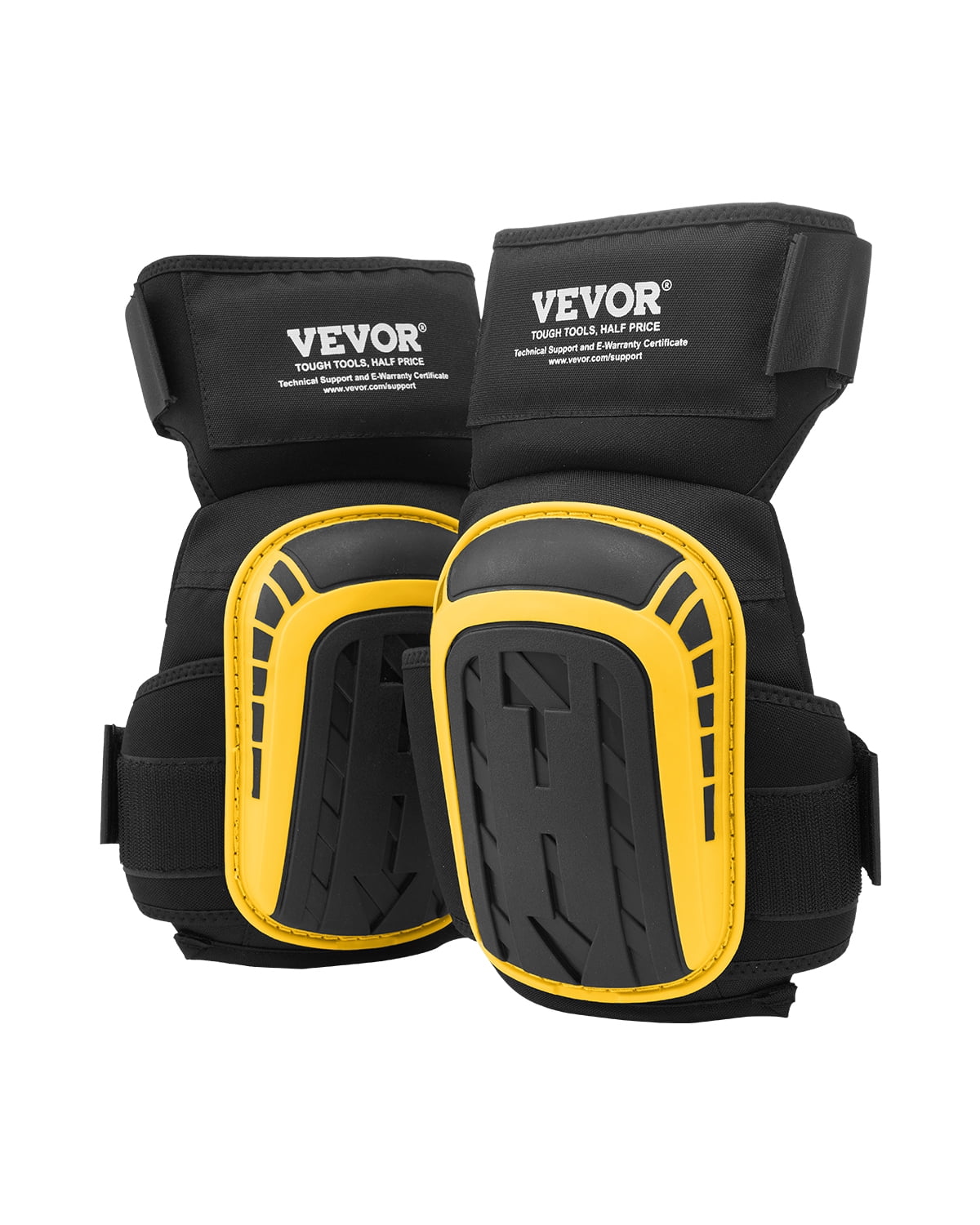 VEVOR Knee Pads for Work, Extended Heavy Duty Construction Knee Pads with 2 Extension Straps,Anti-slip Foam Gel Knee Pads, Men & Women, for Gardening Flooring Roofing and Cleaning,Yellow and Black