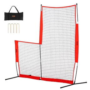 VEVOR L Screen Baseball for Batting Cage,7x7 ft Baseball & Softball Safety Screen,Body Protector Portable Batting Screen with Carry Bag & Ground Stakes,Baseball Pitching Net for Pitchers Protection
