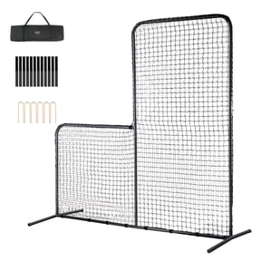 VEVOR L Screen Baseball for Batting Cage,7x7 ft Baseball Softball Safety Screen,Body Protector Portable Batting Screen with Carry Bag & Ground Stakes, Heavy Duty Pitching Net for Pitchers Protection
