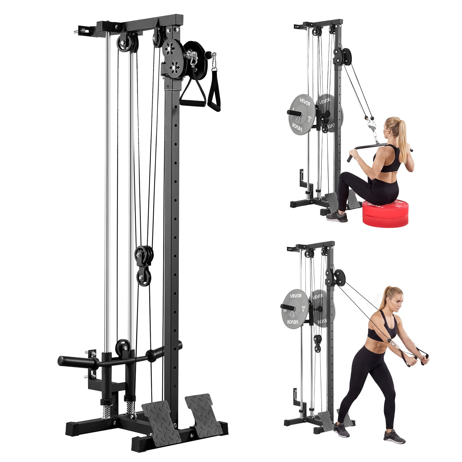 VEVOR LAT Pull Down Machine, 3-in-1 Row Cable Machine, Cable Machines ...