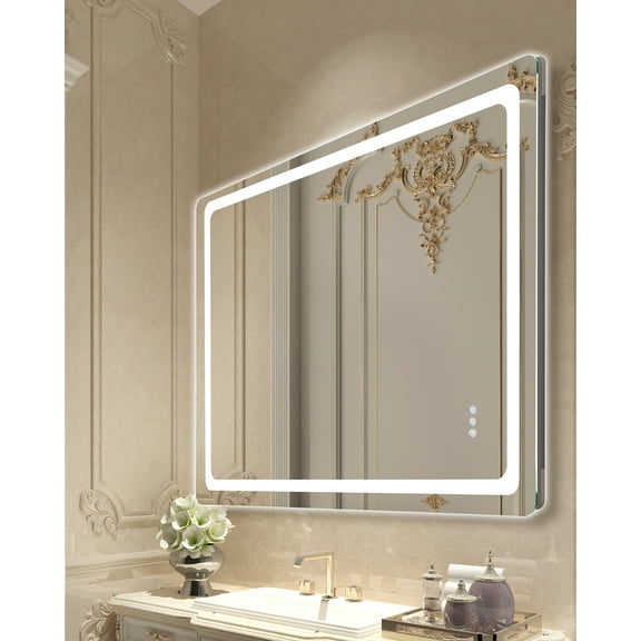 VEVOR LED Bathroom Mirror, 36" x 48" LED Bathroom Vanity Mirror with Frontlit and Backlit, Anti-Fog Memory Mirror with Lights, Stepless 3 Colors Temperature Dimmable Bathroom Mirror, Wall Mounted