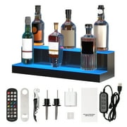 VEVOR LED Lighted Liquor Bottle Display Bar Shelf RF & App Control 24" 2-Step