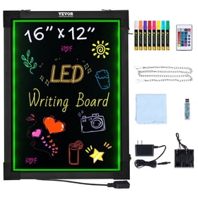 VEVOR LED Message Writing Board,16"x12" Illuminated Erasable Lighted Chalkboard, Neon Effect Menu Sign Board, Drawing Board with 8 Fluorescent Chalk Markers and Remote Control, for Home Wedding Shop