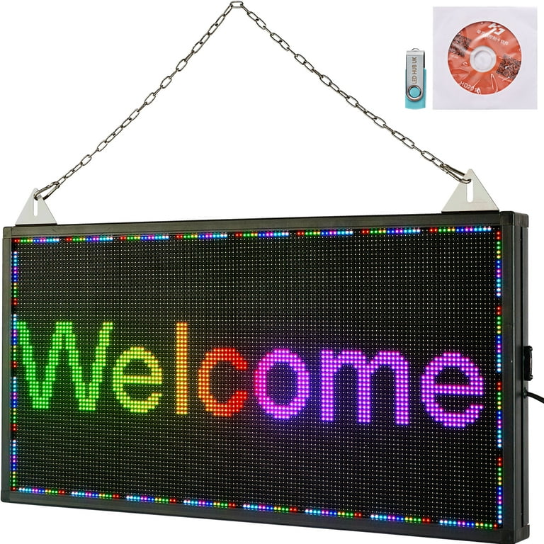 VEVOR LED Scrolling Sign, 27 inch x 14 inch WiFi & USB Control P5 Programmable Display, Indoor Full Color High Resolution Message Board, High