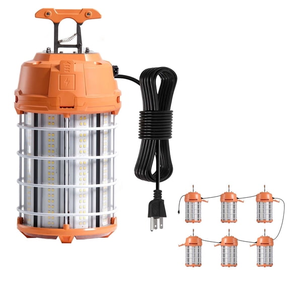 VEVOR LED Temporary Work Light, 150W, 19000 lm, 5000K Durable & Water-Resistant, Linkable up to 6 Units, Ceiling or Stand Job Site Illumination for Construction Sites, Workshops, Indoor & Outdoor Use