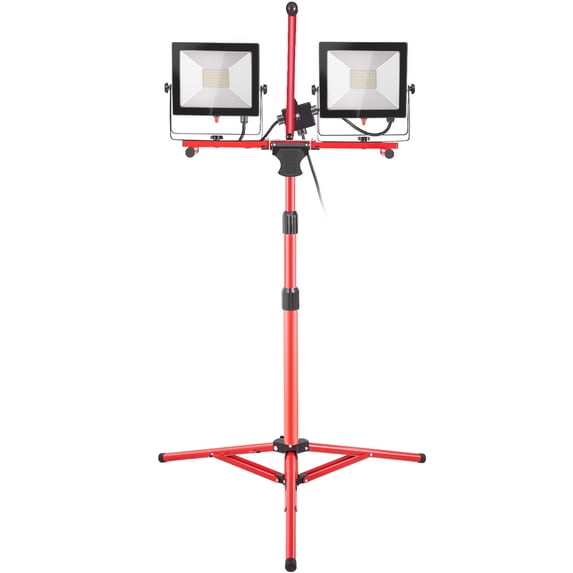 VEVOR 200W 20,000 Lumen Dual-head LED Work Light with stand, Adjustable Tripod Stand, IP65 Waterproofed LED Outdoor Light Stand