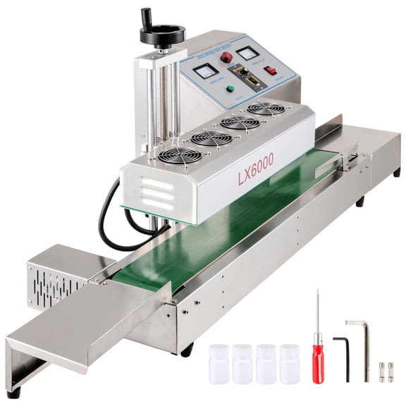 VEVOR LX-6000 Induction Bottle Sealer, Cap Diameter 20-80mm Induction Sealing Machine, Continuous Induction Sealer Heat Induction Sealing Machine for Height 80-300mm Bottles