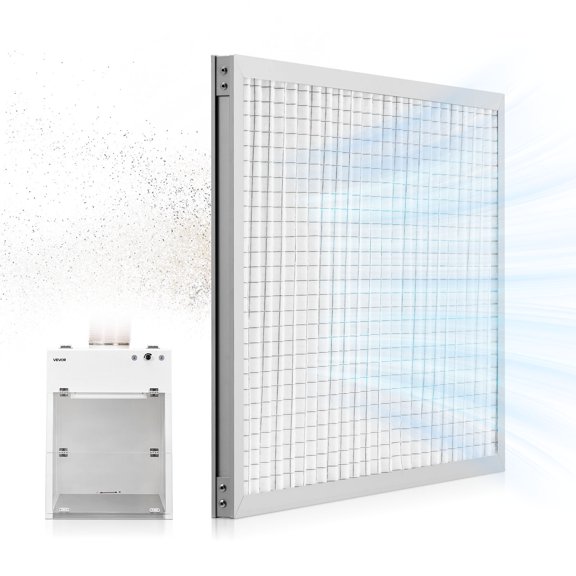 VEVOR Lab Fume Hood Filter 23.70 x 15.04 x 0.83 in, 5 Pieces Replacement Prefilters for 29.13 x 25.59 in Ducted Fume Hood to Capture Particles Sized 3-10μm, Non-Woven Filter and Aluminum Frame
