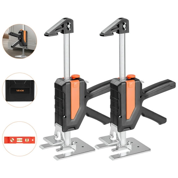 VEVOR Labor Saving Arm Jack, 2 PCS 440 lbs Bearing Capacity, Lifting up to 7.7", Metal Hand Lifting Jack Tool with Magnetic Level, 2 Adjustment Modes, for Door, Window, Furniture, Woodworking, Black