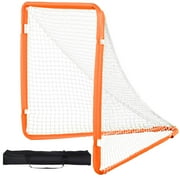 VEVOR Lacrosse Goal, 4' x 4' Small Kids Lacrosse Net, Folding Portable Lacrosse Goal with Carry Bag, Iron Frame Backyard Training Equipment, Quick & Easy Setup, Perfect for Youth Training, Orange
