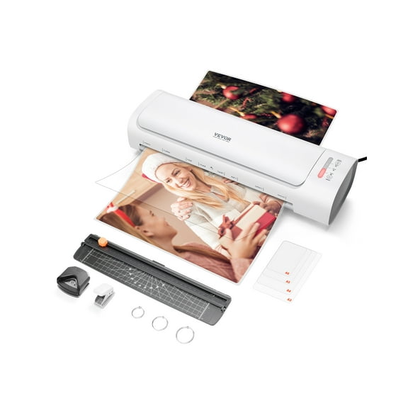 VEVOR Laminator Machine, Cold and Hot Laminator for Max A3 Paper Size, 1 min Quick Warm Thermal Laminator, 3-5 mil Thickness, Ideal for Home, Office, Business, or School Supplies, White + Grey