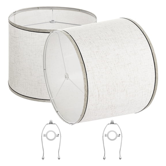 VEVOR Lamp Shade 2 Set, 11 in Top x 13 in Bottom x 10 in High (Spider Fitter), Medium Lampshade with Harp, Replacement Lamp Shade for Table & Floor Lamps Pendant Lights, Light Linen with Black Edge