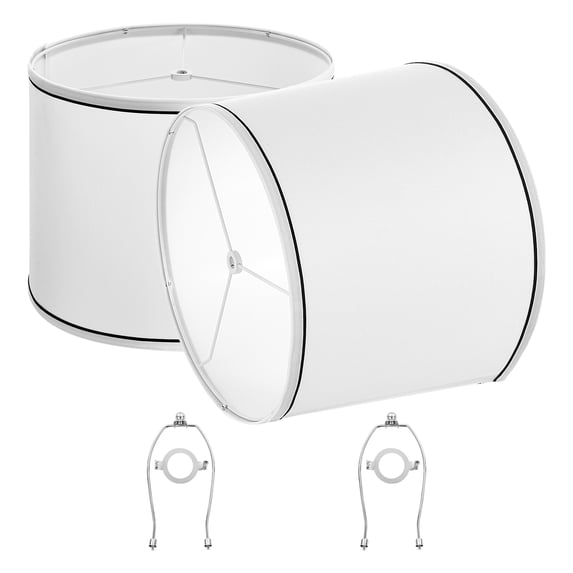VEVOR 2 set of white linen lamp shades with black edge, 11 in top x 13 in bottom x 10 in high