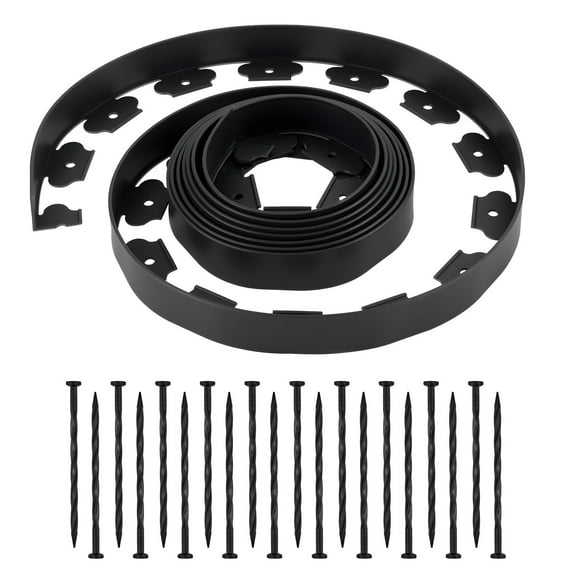 VEVOR Landscape Edging, 20 ft x 2 in Plastic Garden Border Edging with 120 Spikes, No Dig, Flexible Lawn Edgings Roll, UV-Resistant Mini Fence Borders Pathway Edgings for Flower Beds Yard Paver