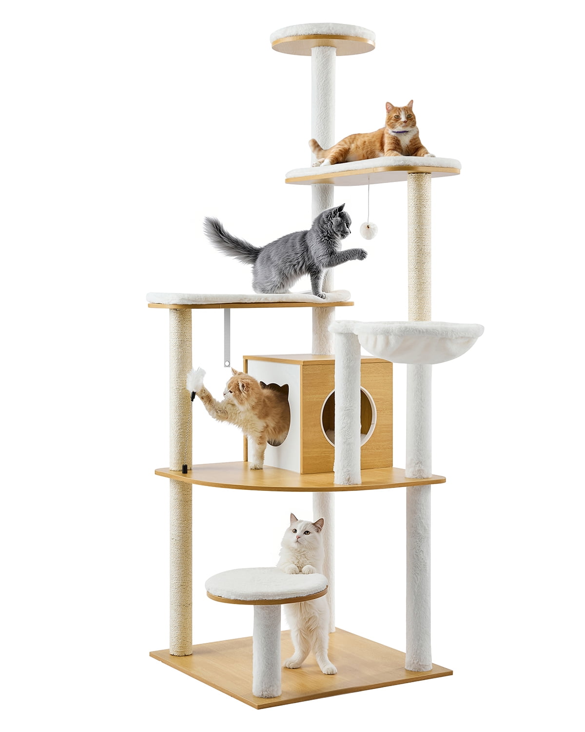 VEVOR Large Cat Tree, 68.9 inches Tall, Cat Tower, Multi-level Cat Condo Furniture Activity Center with Cozy Perches, Sisal Scratching Posts, Hammock, Big Kittens House for Indoor Cats Play & Rest