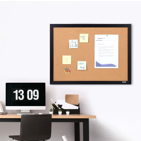 VEVOR Large Cork Board Bulletin Board with MDF Sticker Frame Wall Mounted 36" x 24"