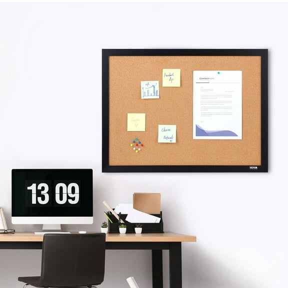 VEVOR Large Cork Board Bulletin Board with MDF Sticker Frame Wall Mounted 36" x 24"