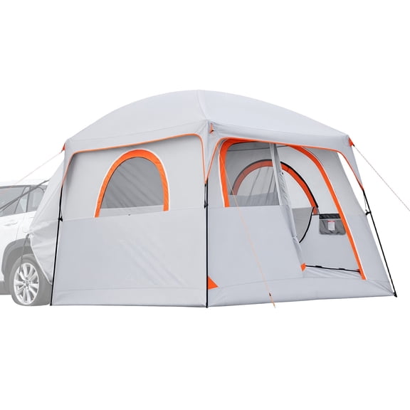 VEVOR Large SUV Tent for 6 Person, 10 x 9 FT 3-Season SUV Tailgate Tent with Ventilated Doors & Mesh Windows, PU2000mm Waterproof Dual-Use Car Rear Hatch Tents for Outdoor Camping Hiking