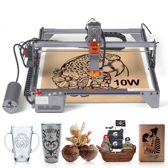 VEVOR Laser Engraver, 10W Output Laser Engraving Machine, 15.7" x 15.7" Large Working Area, 10000mm/min Movement Speed, Compressed Spot with Eye Protection, Laser Cutter for Wood, Certain Metal