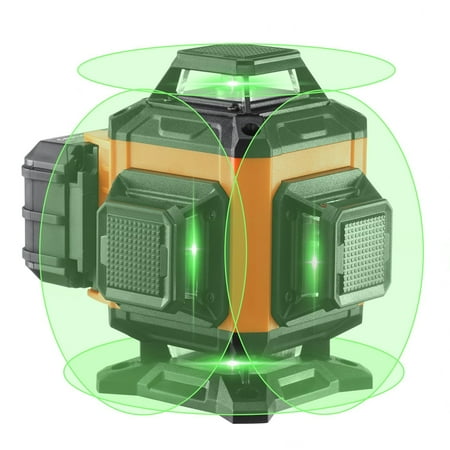 VEVOR Laser Level, 100ft, Self Leveling Manual Green 4 x 360? Cross 16 Line Laser, IP54 Waterproof Remote Control Manual Self-leveling Mode & 5h Continuous Working Time Line Laser, Battery Include