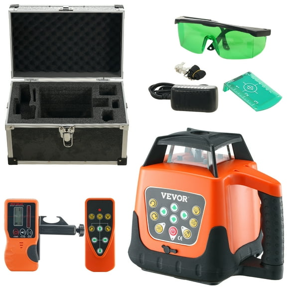 VEVOR Laser Level, 2000ft, 360 Degree Self Leveling Green Cross Line Laser,5 Rotation Speeds & 4 Scanning Angles Adjustment, IP66 Waterproof Remote Control Manual Self-leveling Mode, Battery Included