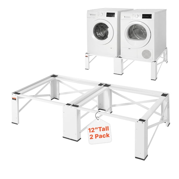 VEVOR Laundry Pedestal, 12 in Height, Washer and Dryer Pedestals with 700 lbs Weight Load Capacity, Non-Slip Feet, 28.3 x 28.3 in Washing Machine Stand Universal Fit, White, 2 Pack