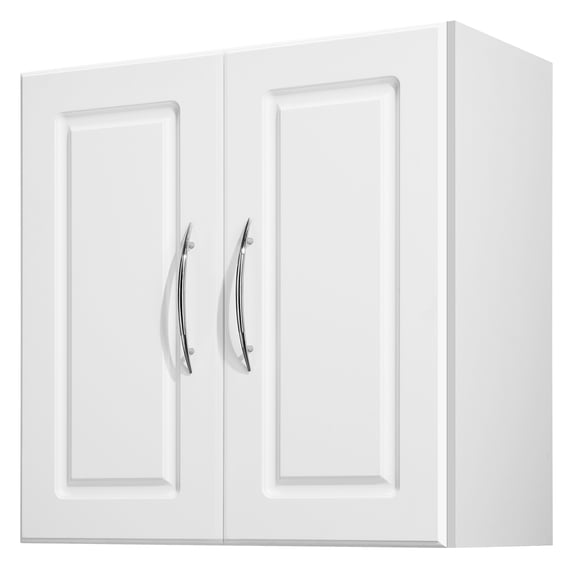 VEVOR Laundry Room Wall Cabinet, 2-Tier Wall Mounted Hanging Cabinet with Adjustable Shelf, Cupboard Storage with 2 Doors, for Kitchen, Bathroom, Laundry, 11.8 x 23.6 x 23.6 in (D x W x H), White