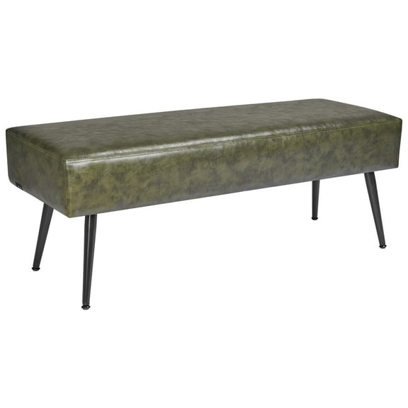VEVOR Leather Bedroom Bench, PU Leather Bench with Metal Legs and with Stitching for Entryway, Upholstered Shoe Bench Seat, Modern End of the Bed Benches for Living Room,Dining Room,Hallway,Green