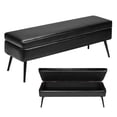 thumbnail image 1 of VEVOR Leather Storage Ottoman Bench, PU Leather Bench with Storage and Metal Legs, Modern Shoe Benches Seat for Entryway, Upholstered End of Bed Benches for Living Room, Dining Room, Hallway, Black, 1 of 9
