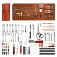 thumbnail image 1 of VEVOR Leather Working Tools Kit, 92 PCS Leather Craft Tools with Portable Leather Storage Bag, Engraving Punching Sewing Stamping Sanding Tools, Ideal for Beginners DIY Enthusiasts and Professionals, 1 of 9