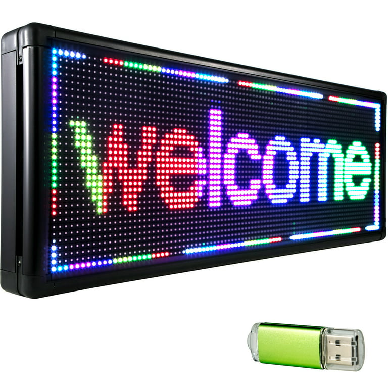 VEVOR Led Sign 40 x 15 Digital Sign Full Color Color Indoor with high  Resolution P10 Led Scrolling Display Programmable by PC & WiFi & USB for  Advertising 