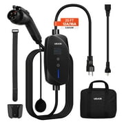VEVOR Level 1&2 EV Charger, 16 Amp Adjustable Current, Electric Vehicle Portable Charger with 25 ft Cable,120V-240V,NEMA 6-20P Plug NEMA 5-15 Adapter,LCD,Home Car Charging Station for SAE J1772 EV