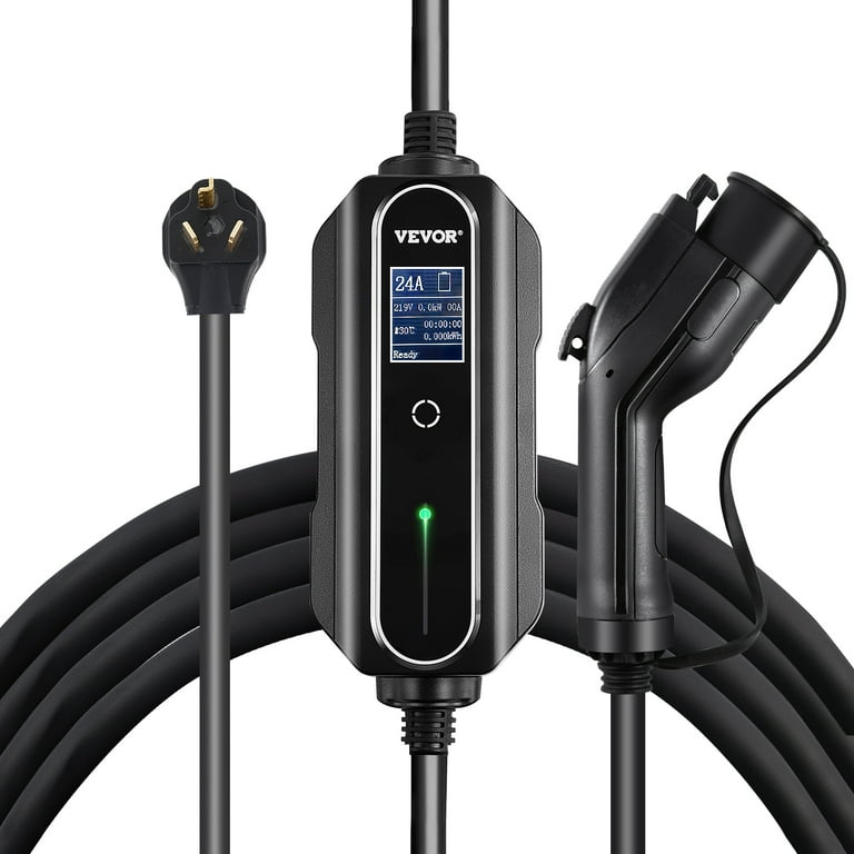 VEVOR Level 2 EV Charger, 24 amp 110-240v, Portable Electric Vehicle Charger with 25 ft J1772 Charging Cable NEMA 10-30 Plug, 10/16/20/24a Adjustable Plug-in Home EV Charging Station for Electric Cars - Walmart.com VEVOR Level 2 EV Charger, 24 amp 110-240v, Portable Electric Vehicle Charger with 25 ft J1772 Charging Cable NEMA 10-30 Plug, 10/16/20/24a Adjustable Plug-in Home EV Charging Station for Electric Cars - Walmart.com