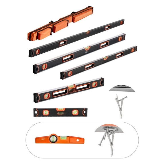 VEVOR Level Set 6-Piece, 78/32/24/16/10 Inch Box Levels - Magnetic Aluminum Alloy Leveler with Bubble Vials, SAE/Metric Scale for Construction & Home Use