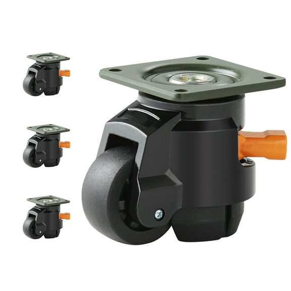 VEVOR Leveling Casters, 4-Pack Heavy Duty 360° Swivel Caster Wheels Hold up to 1100 lbs Load, 2 inches Caster Diameter, Adjustable Casters with Upgraded Handle Design and Feet for Workbench & Machine