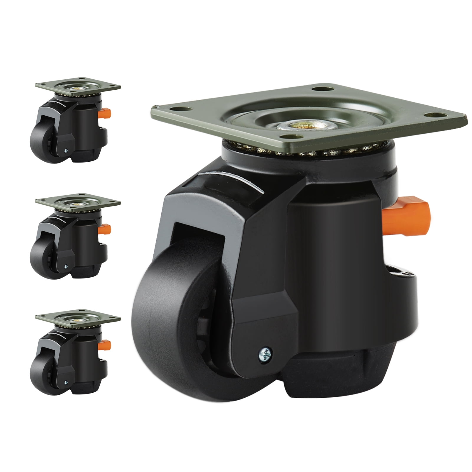 VEVOR Leveling Casters, Set of 4, 2200 lbs Total Load Capacity, 2.5 inches, Heavy Duty with Upgraded Handle Design, 360 Degree Swivel Caster Wheels, Adjustable Casters with Feet for Workbench