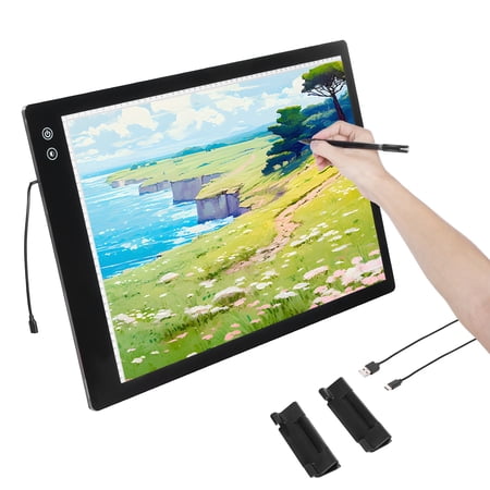 VEVOR Light Board, A2 LED Light Pad with 6 Level Dimmable Brightness, Rechargeable Light Table for Tracing, Light Box for Diamond Painting, Animation, Sketching, Drawing, Stenciling, Artists (Black)