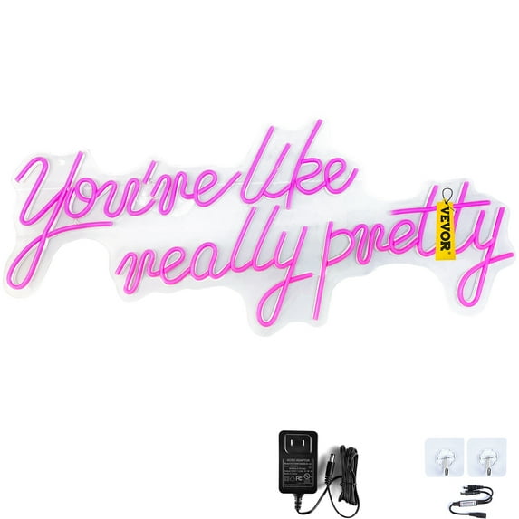 VEVOR You're Like Really Pretty Neon Sign, 27.5" x 12" Pink LED Neon Signs for Wall Decor, Large Lights Sign with Remote Control and Power Adapter, Used for Party, Wedding, Living Room, Office